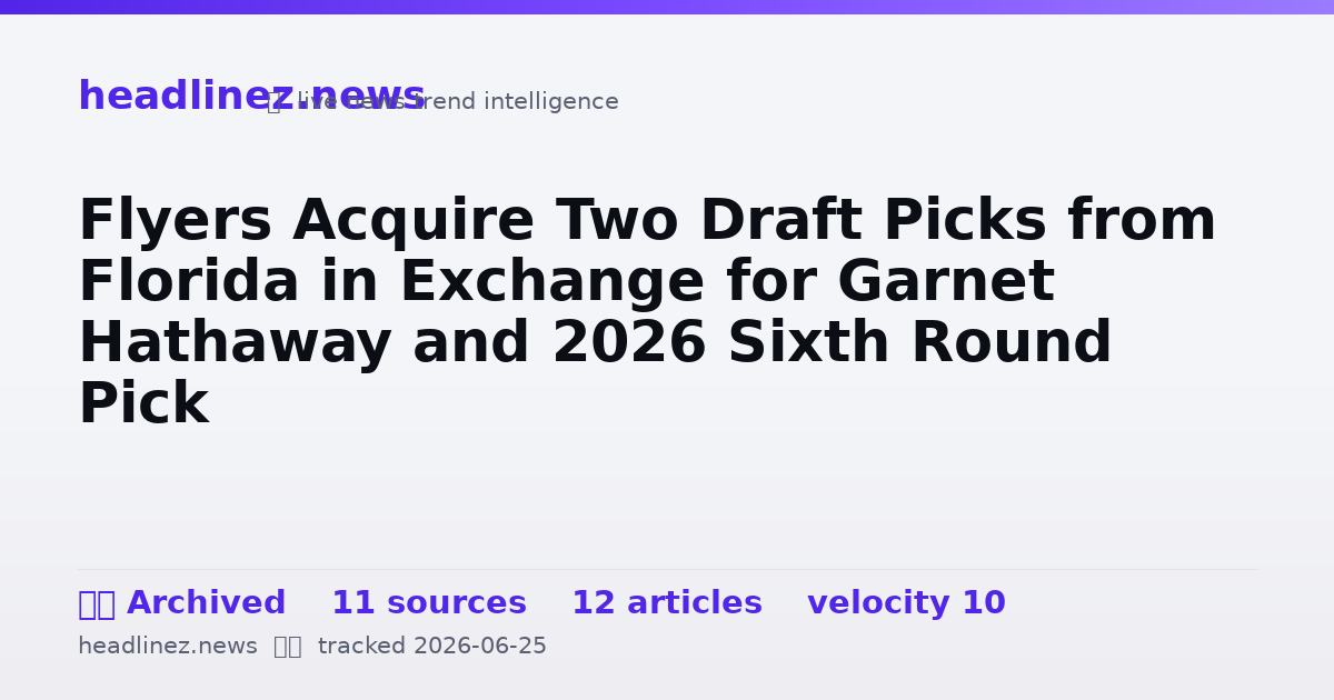 Visual summary for Flyers Acquire Two Draft Picks from Florida in Exchange for Garnet Hathaway and 2026 Sixth Round Pick