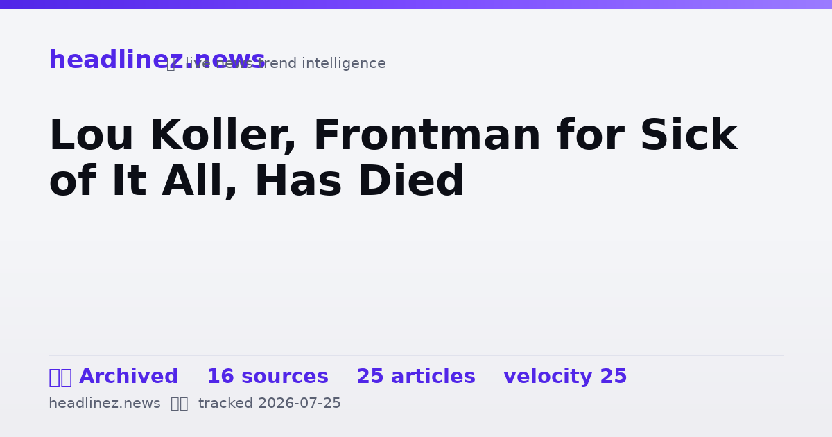 Visual summary for Lou Koller, Frontman for Sick of It All, Has Died