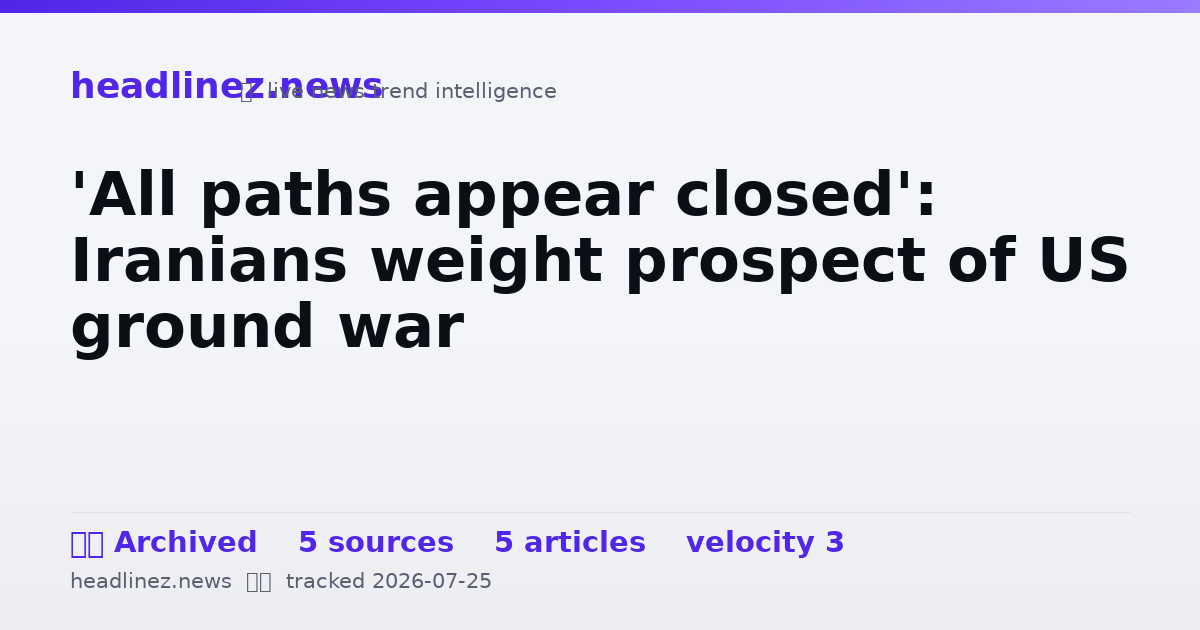 Visual summary for 'All paths appear closed': Iranians weight prospect of US ground war