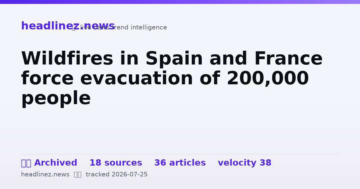 Visual summary for Wildfires in Spain and France force evacuation of 200,000 people