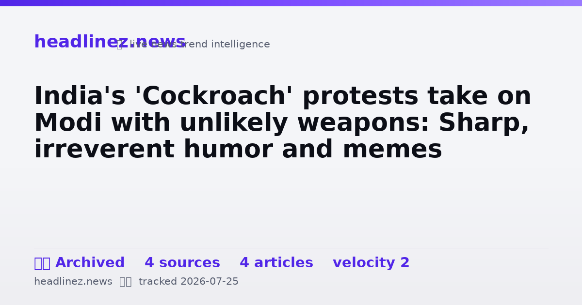 Visual summary for India's 'Cockroach' protests take on Modi with unlikely weapons: Sharp, irreverent humor and memes
