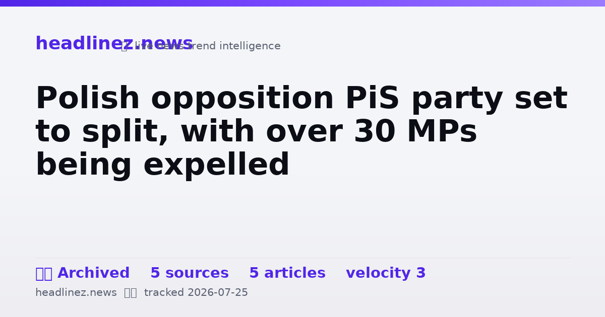 Visual summary for Polish opposition PiS party set to split, with over 30 MPs being expelled