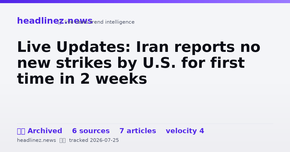 Visual summary for Live Updates: Iran reports no new strikes by U.S. for first time in 2 weeks