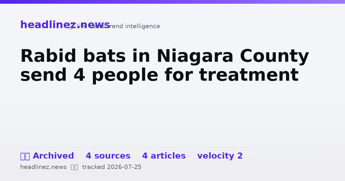Visual summary for Rabid bats in Niagara County send 4 people for treatment