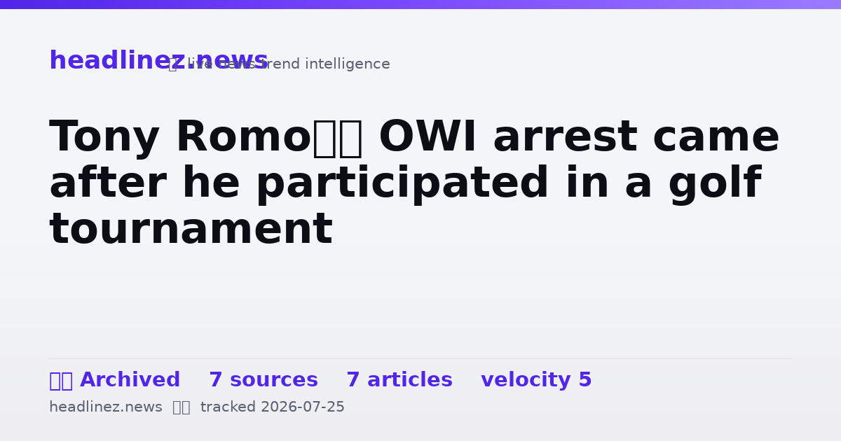 Visual summary for Tony Romo’s OWI arrest came after he participated in a golf tournament
