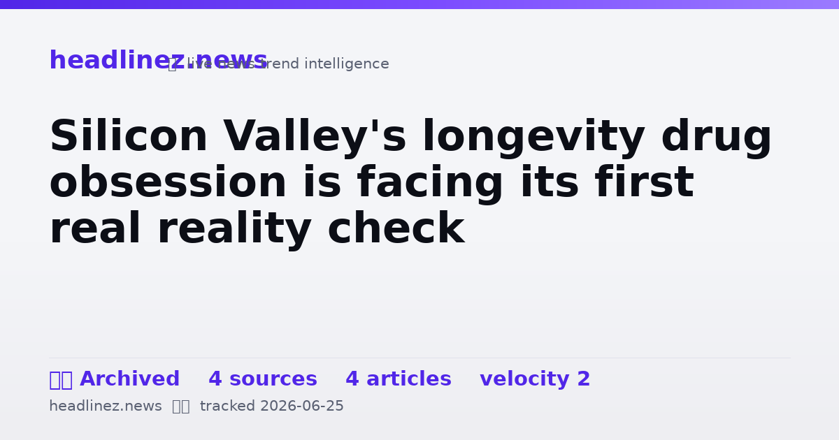 Visual summary for Silicon Valley's longevity drug obsession is facing its first real reality check