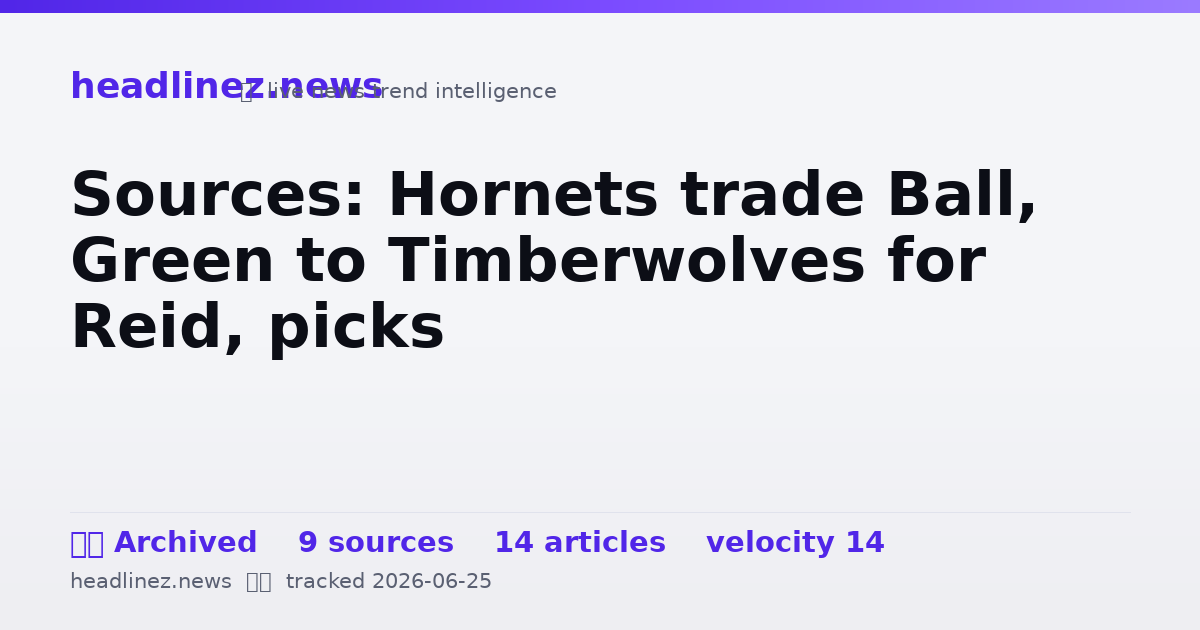 Visual summary for Sources: Hornets trade Ball, Green to Timberwolves for Reid, picks