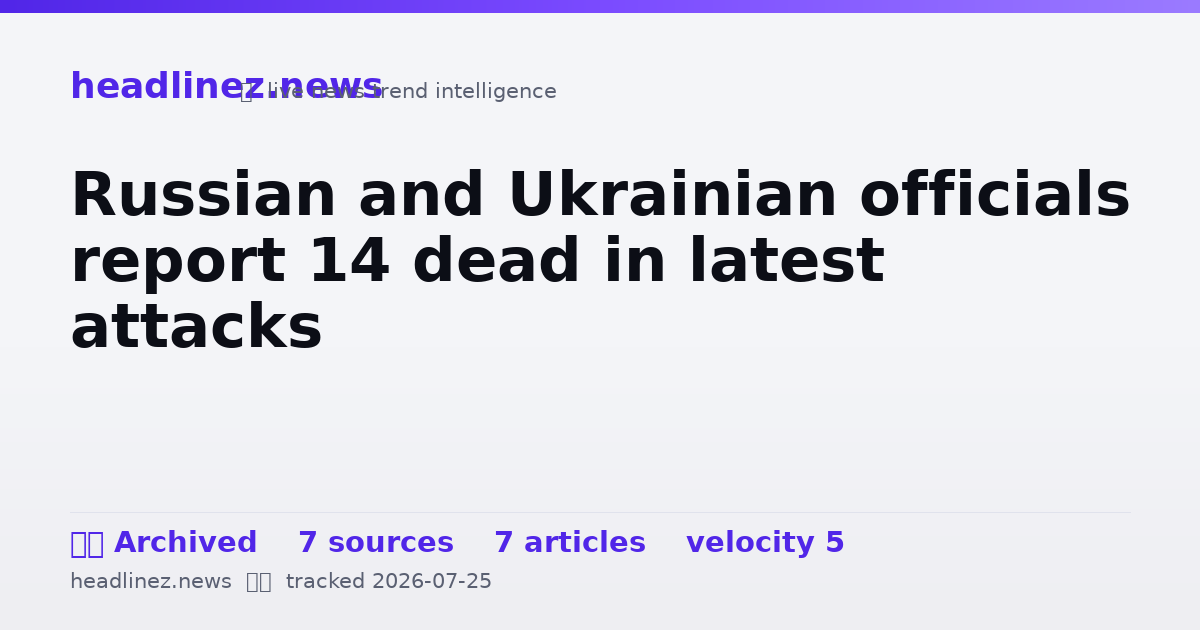 Visual summary for Russian and Ukrainian officials report 14 dead in latest attacks