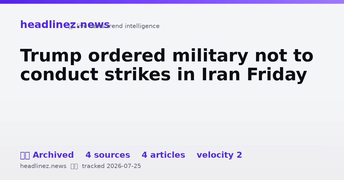 Visual summary for Trump ordered military not to conduct strikes in Iran Friday