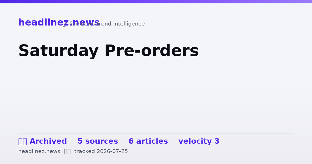 Visual summary for Saturday Pre-orders