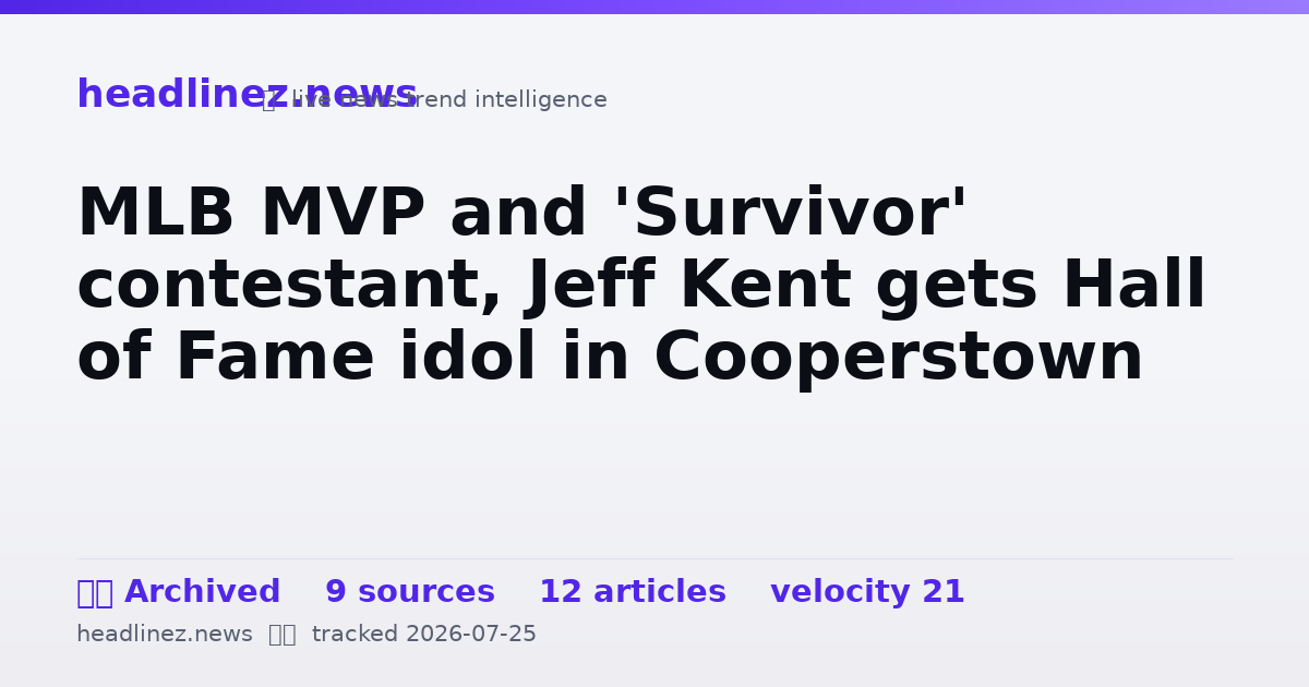 Visual summary for MLB MVP and 'Survivor' contestant, Jeff Kent gets Hall of Fame idol in Cooperstown