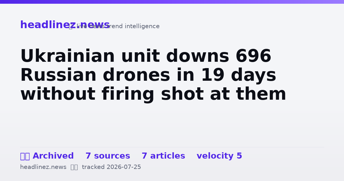 Visual summary for Ukrainian unit downs 696 Russian drones in 19 days without firing shot at them