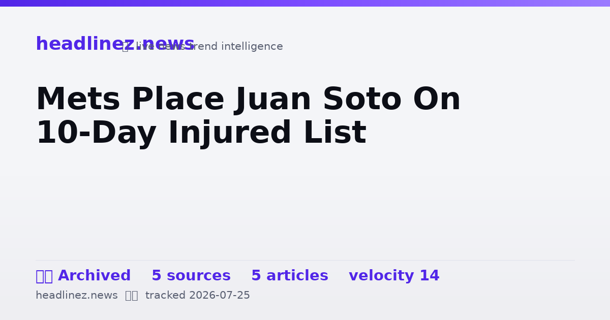 Visual summary for Mets Place Juan Soto On 10-Day Injured List