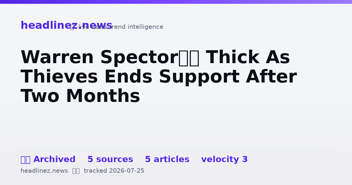 Visual summary for Warren Spector’s Thick As Thieves Ends Support After Two Months