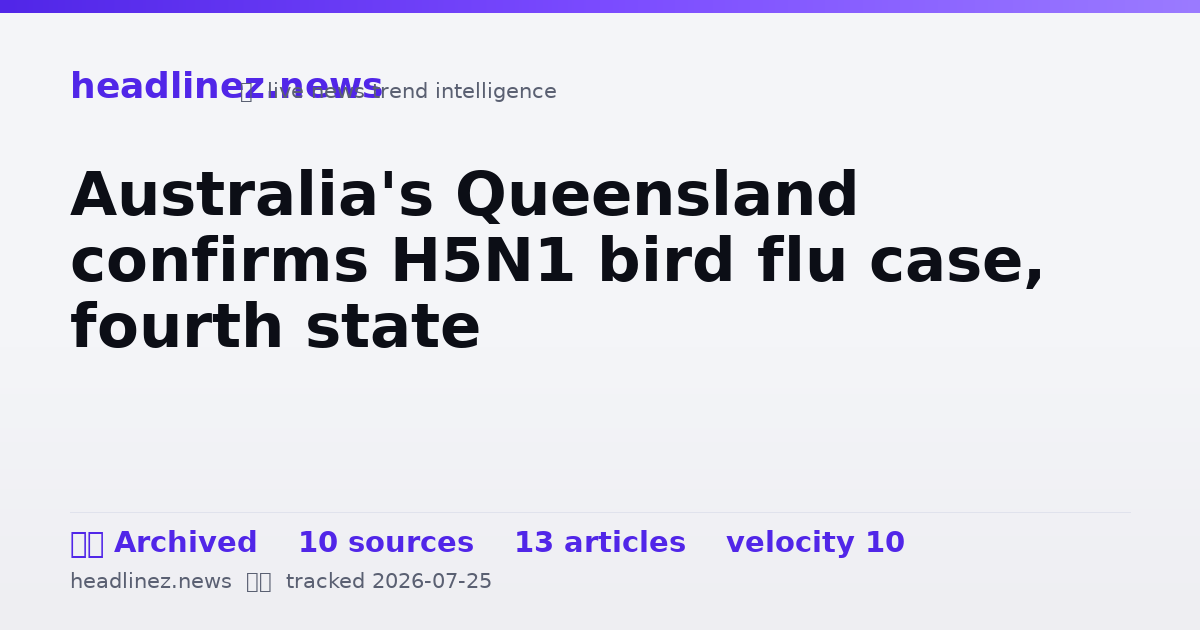 Visual summary for Australia's Queensland confirms H5N1 bird flu case, fourth state