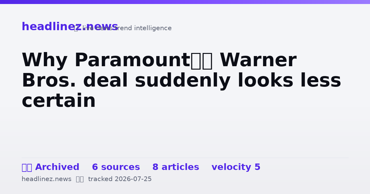 Visual summary for Why Paramount’s Warner Bros. deal suddenly looks less certain