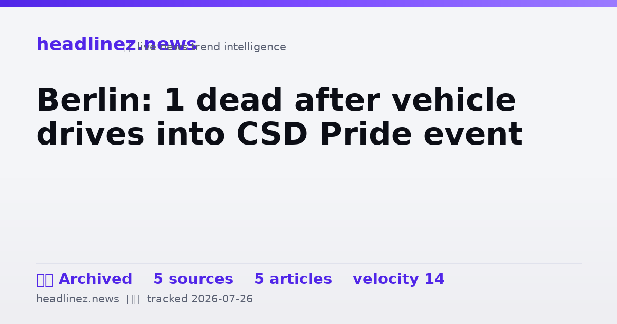 Visual summary for Berlin: 1 dead after vehicle drives into CSD Pride event
