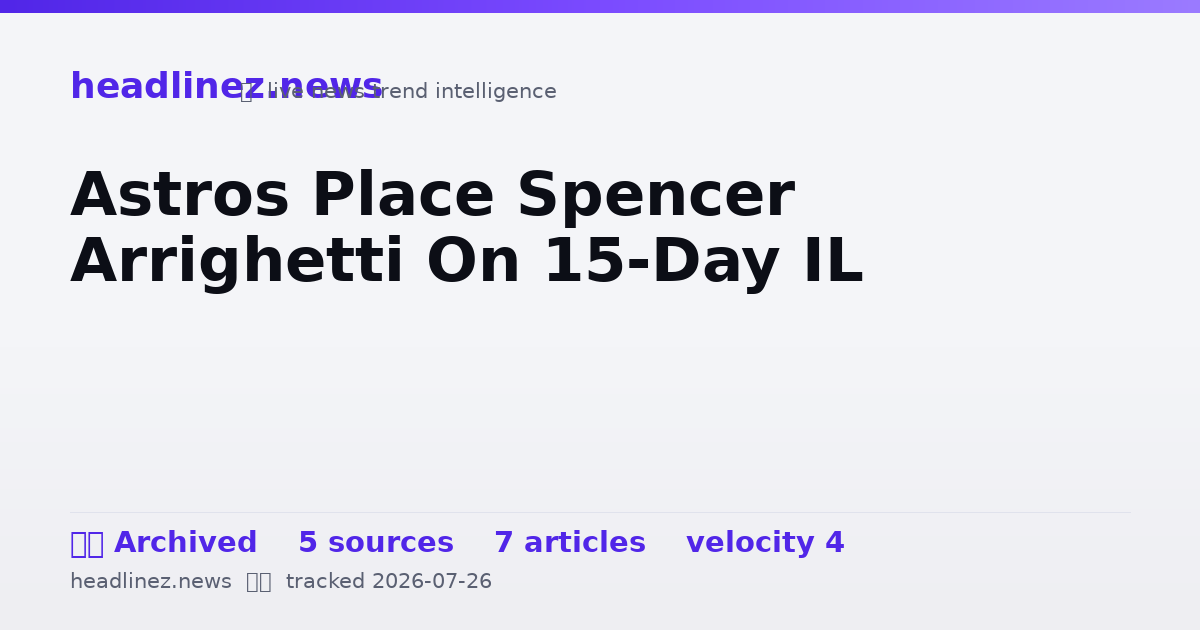 Visual summary for Astros Place Spencer Arrighetti On 15-Day IL