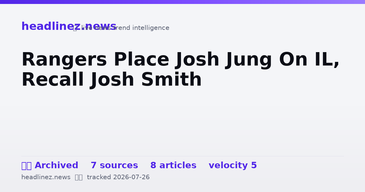 Visual summary for Rangers Place Josh Jung On IL, Recall Josh Smith