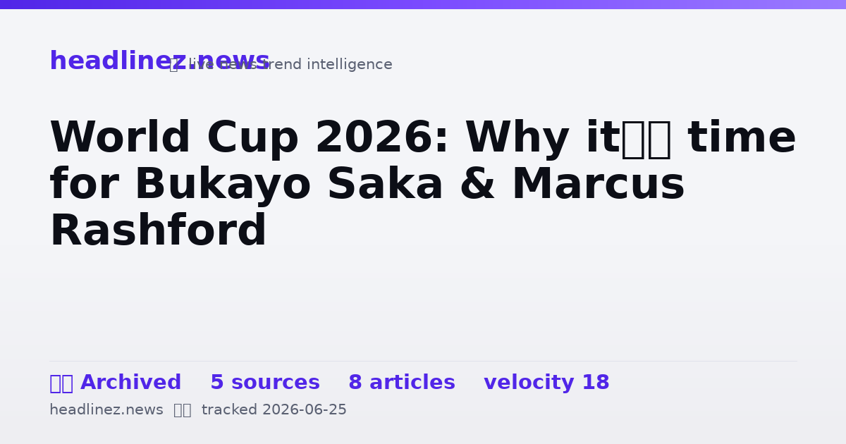 Visual summary for World Cup 2026: Why it’s time for Bukayo Saka & Marcus Rashford