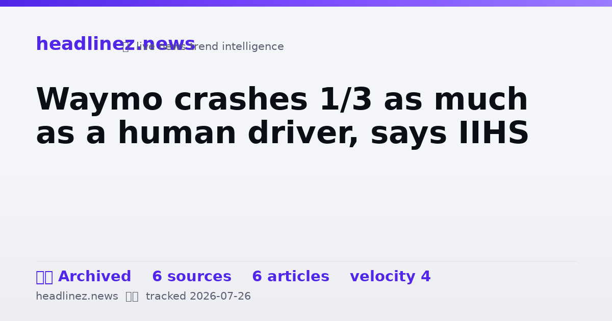 Visual summary for Waymo crashes 1/3 as much as a human driver, says IIHS