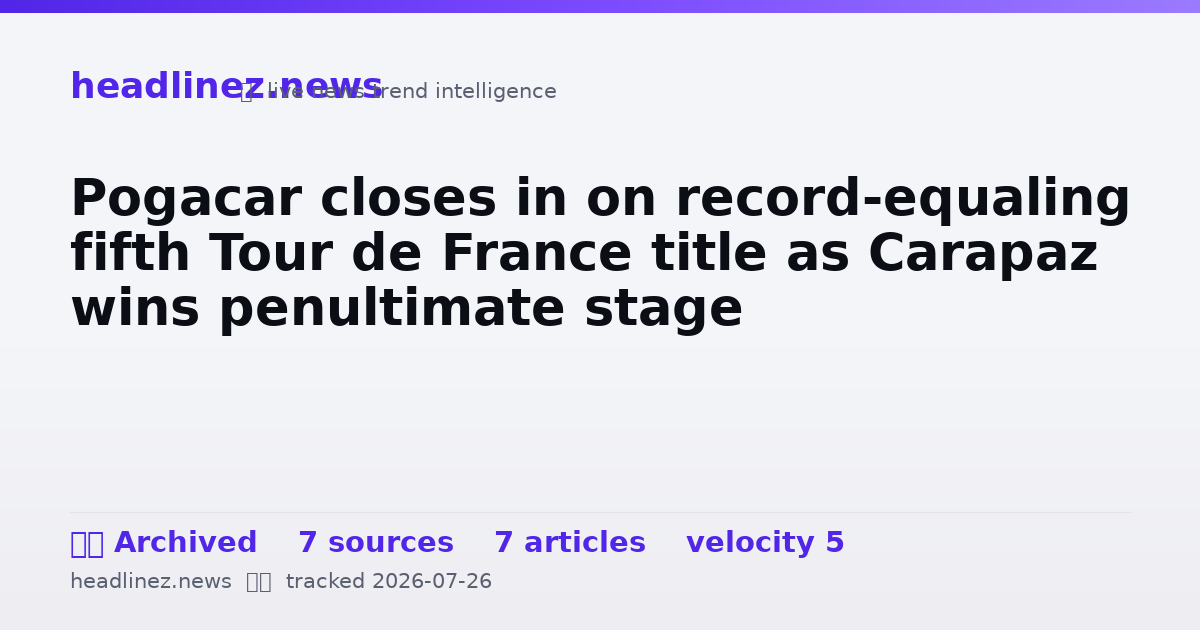 Visual summary for Pogacar closes in on record-equaling fifth Tour de France title as Carapaz wins penultimate stage