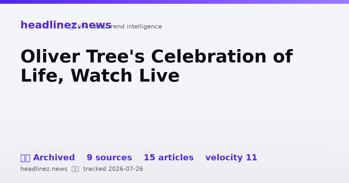 Visual summary for Oliver Tree's Celebration of Life, Watch Live