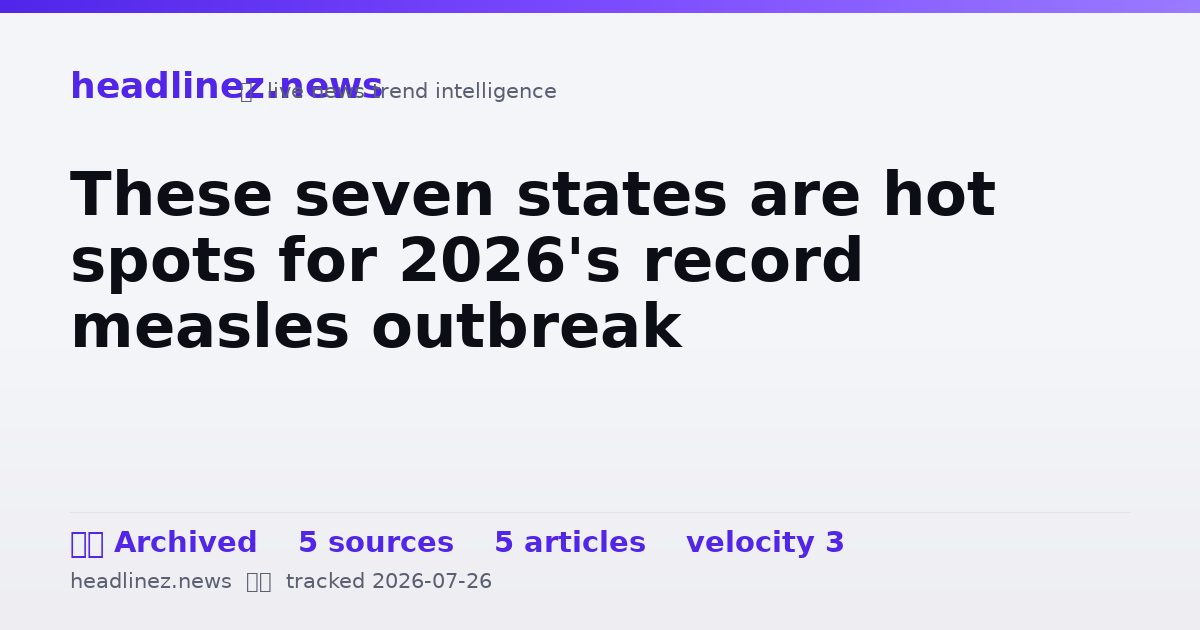 Visual summary for These seven states are hot spots for 2026's record measles outbreak