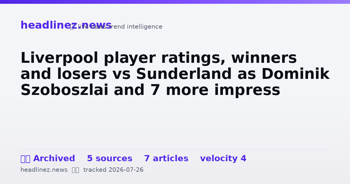 Visual summary for Liverpool player ratings, winners and losers vs Sunderland as Dominik Szoboszlai and 7 more impress