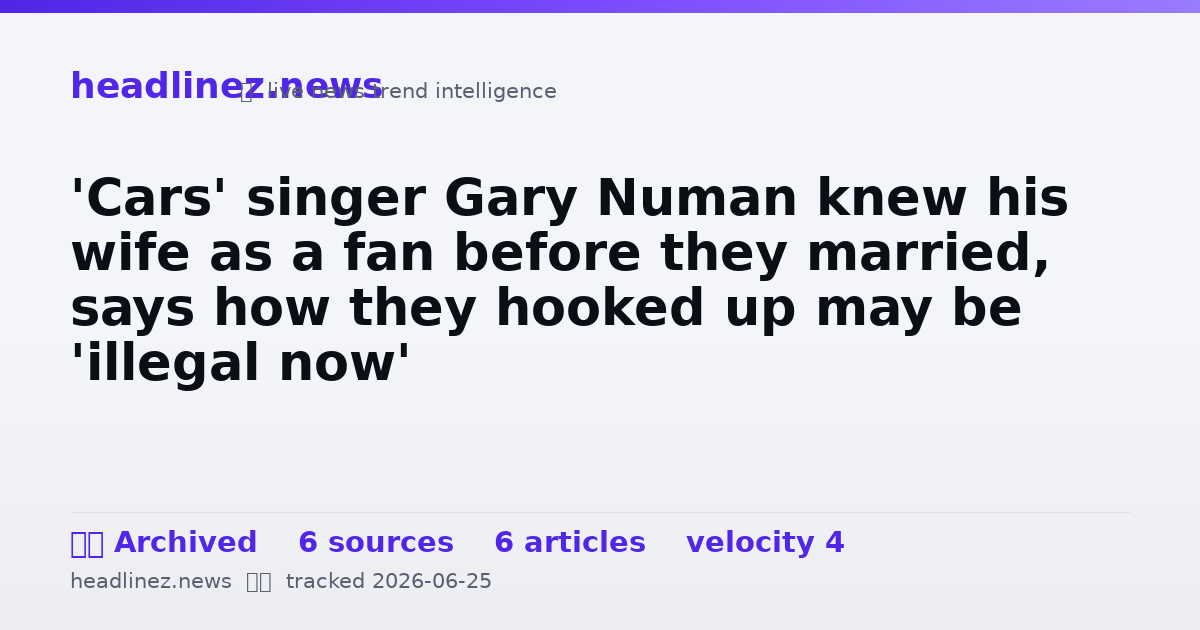 Visual summary for 'Cars' singer Gary Numan knew his wife as a fan before they married, says how they hooked up may be 'illegal now'