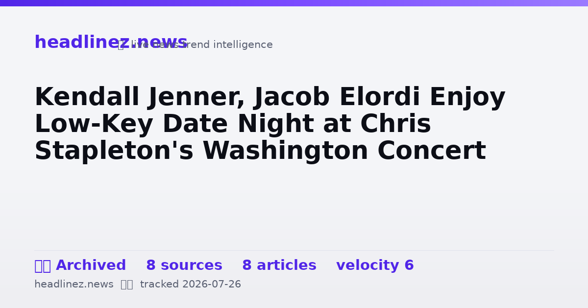 Visual summary for Kendall Jenner, Jacob Elordi Enjoy Low-Key Date Night at Chris Stapleton's Washington Concert