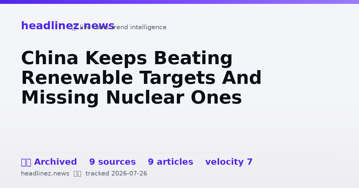 Visual summary for China Keeps Beating Renewable Targets And Missing Nuclear Ones