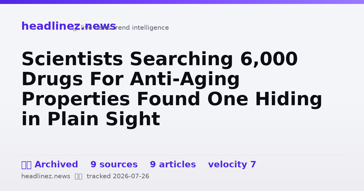 Visual summary for Scientists Searching 6,000 Drugs For Anti-Aging Properties Found One Hiding in Plain Sight