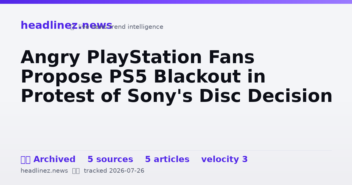 Visual summary for Angry PlayStation Fans Propose PS5 Blackout in Protest of Sony's Disc Decision