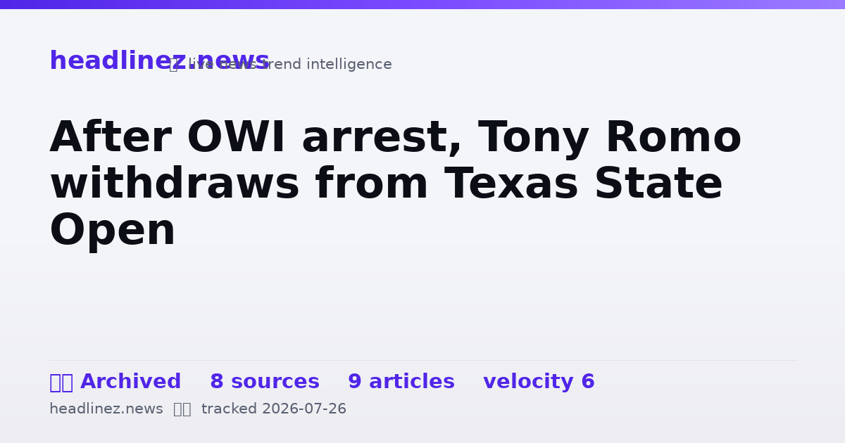 Visual summary for After OWI arrest, Tony Romo withdraws from Texas State Open