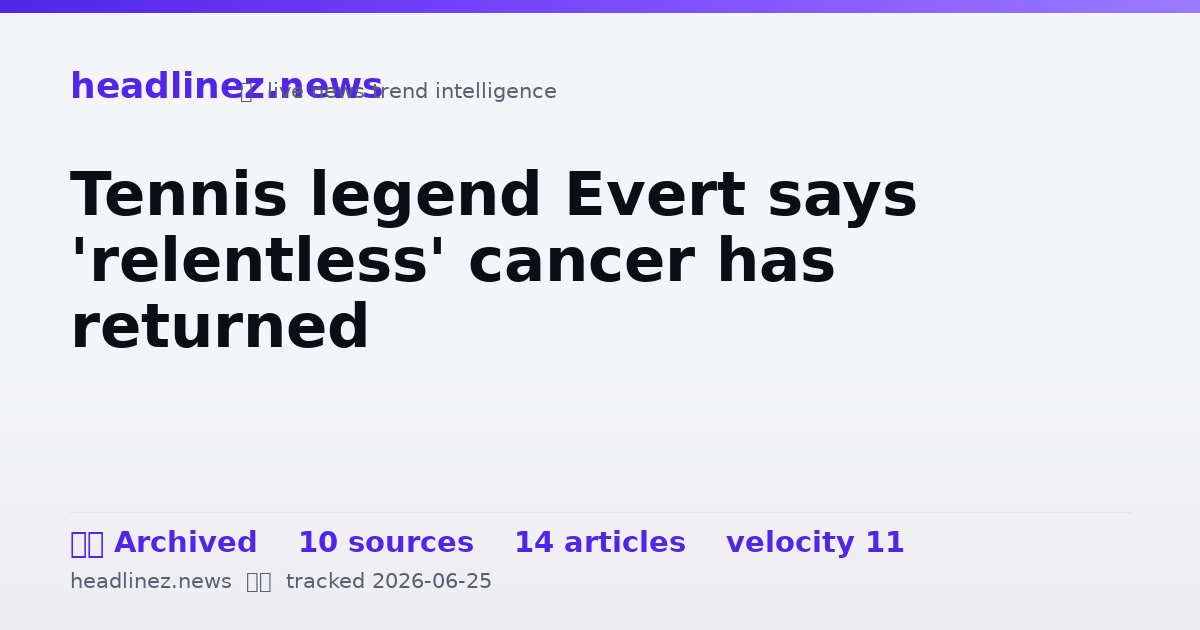 Visual summary for Tennis legend Evert says 'relentless' cancer has returned