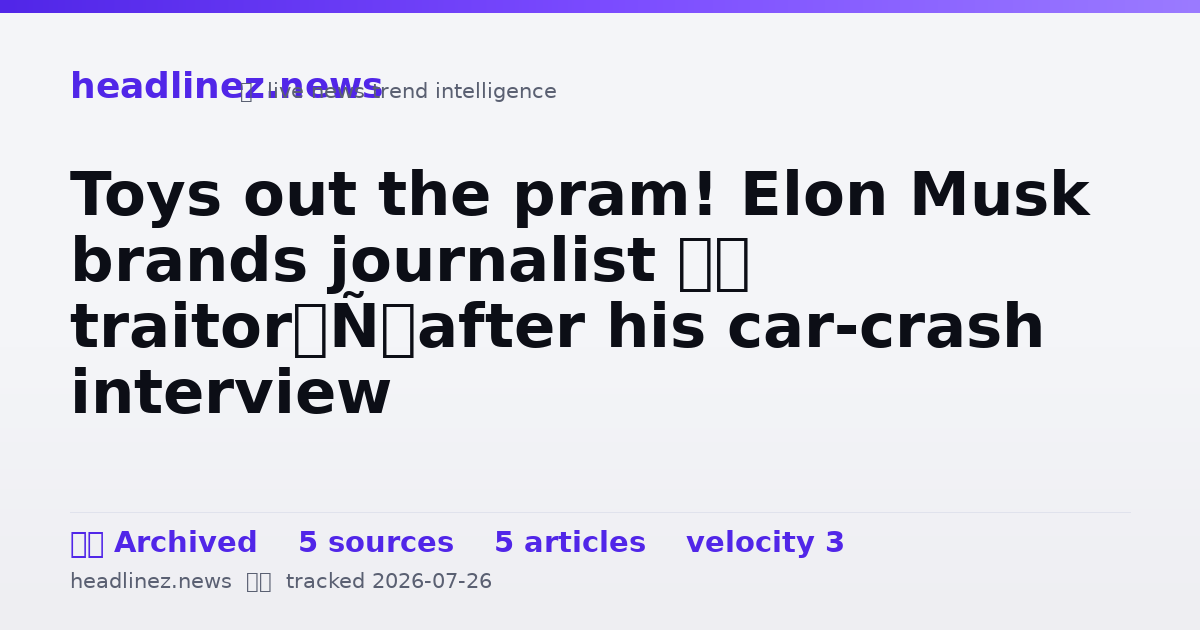 Visual summary for Toys out the pram! Elon Musk brands journalist ‘a traitor’ after his car-crash interview