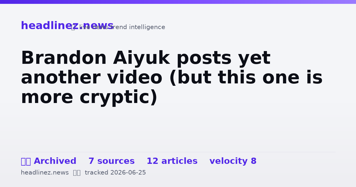 Visual summary for Brandon Aiyuk posts yet another video (but this one is more cryptic)