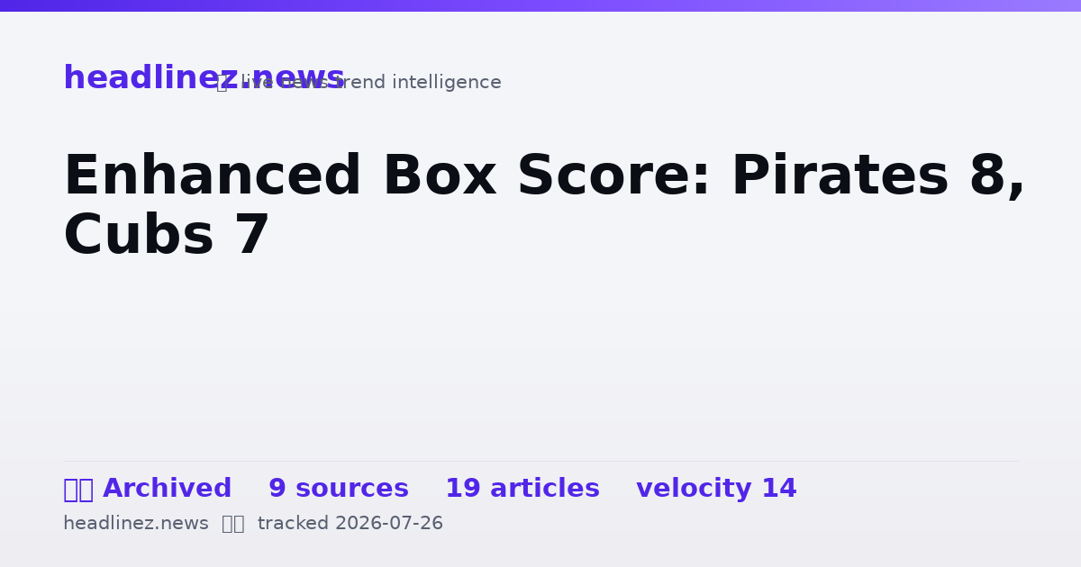 Visual summary for Enhanced Box Score: Pirates 8, Cubs 7