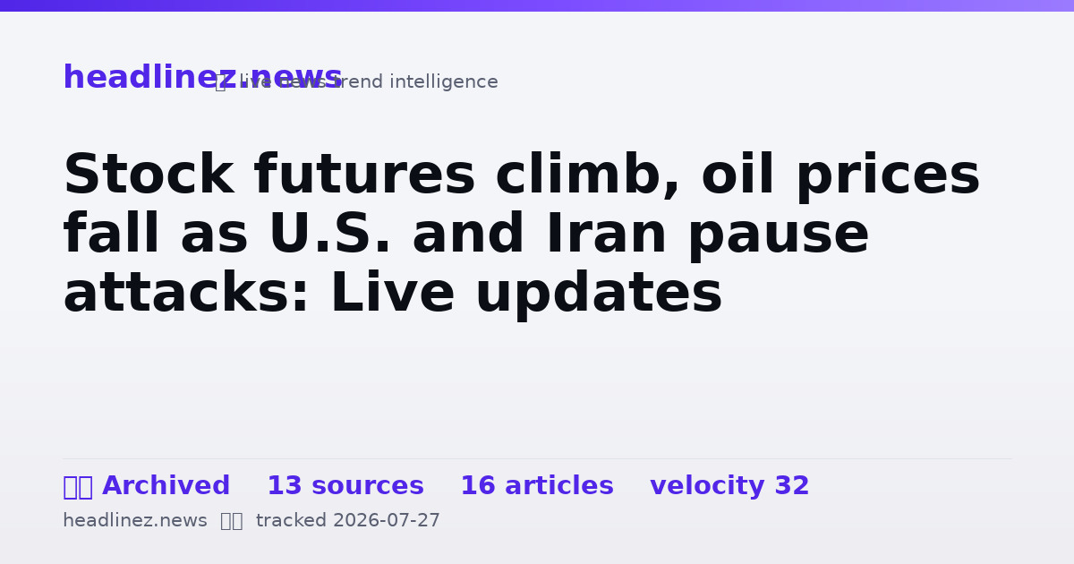 Visual summary for Stock futures climb, oil prices fall as U.S. and Iran pause attacks: Live updates