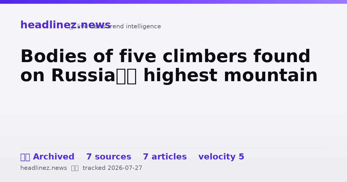 Visual summary for Bodies of five climbers found on Russia’s highest mountain