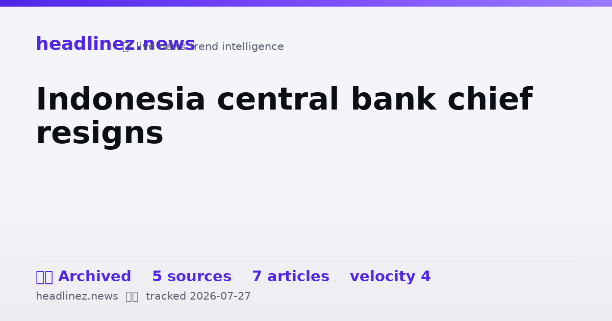 Visual summary for Indonesia central bank chief resigns