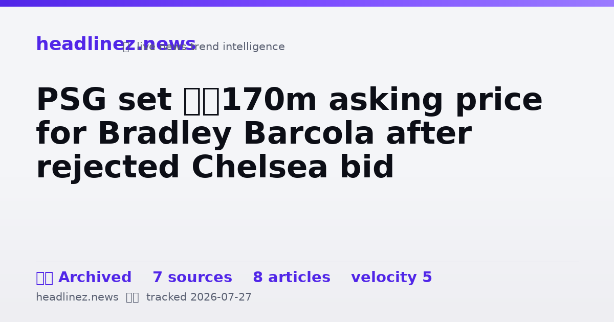 Visual summary for PSG set €170m asking price for Bradley Barcola after rejected Chelsea bid