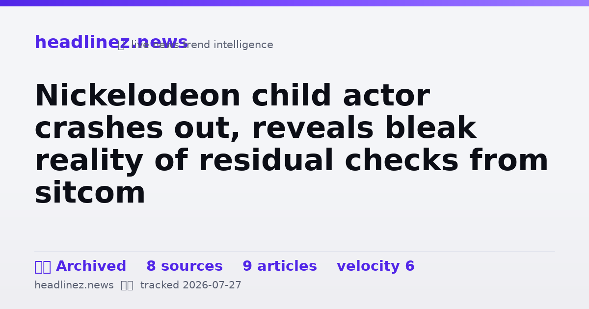 Visual summary for Nickelodeon child actor crashes out, reveals bleak reality of residual checks from sitcom