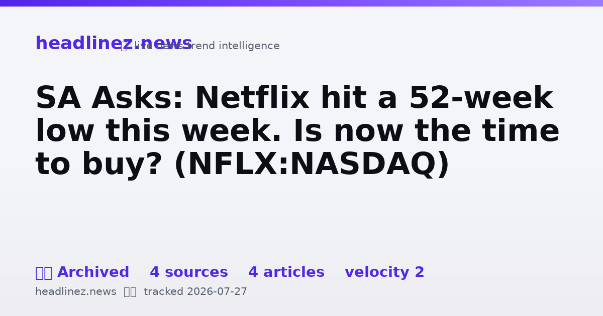 Visual summary for SA Asks: Netflix hit a 52-week low this week. Is now the time to buy? (NFLX:NASDAQ)