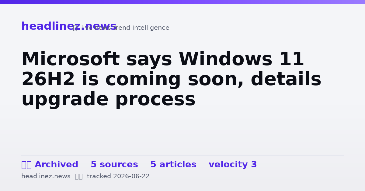 Visual summary for Microsoft says Windows 11 26H2 is coming soon, details upgrade process