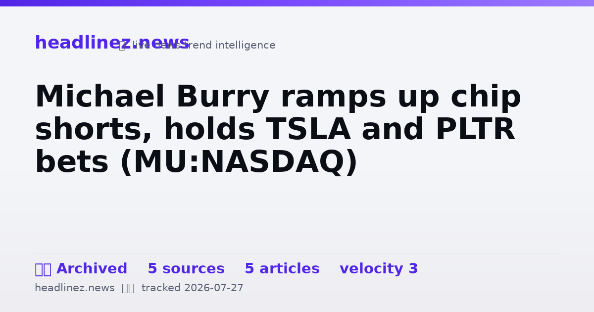 Visual summary for Michael Burry ramps up chip shorts, holds TSLA and PLTR bets (MU:NASDAQ)