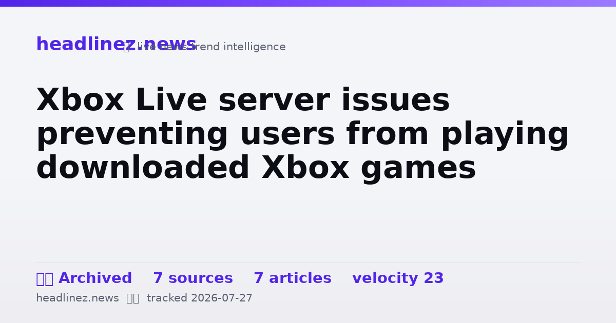 Visual summary for Xbox Live server issues preventing users from playing downloaded Xbox games
