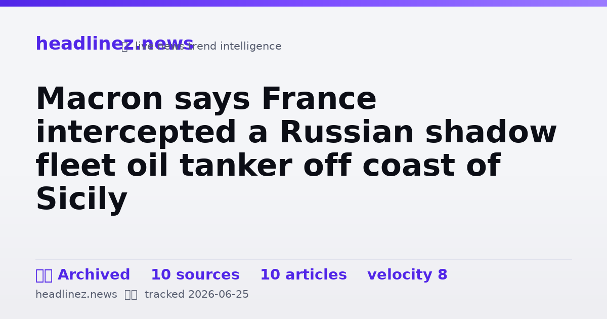 Visual summary for Macron says France intercepted a Russian shadow fleet oil tanker off coast of Sicily