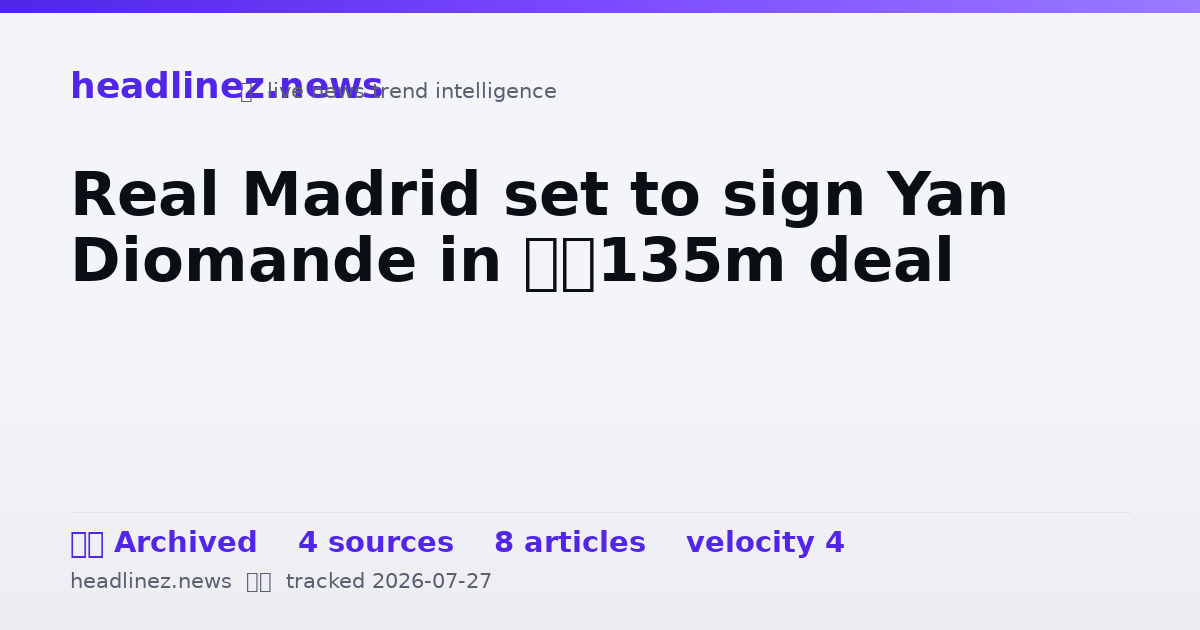 Visual summary for Real Madrid set to sign Yan Diomande in €135m deal